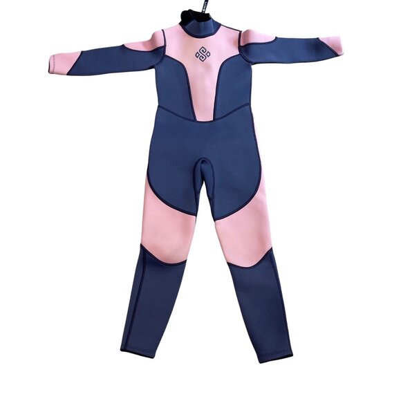 Seaskin 3mm Wetsuit Youth Girls Size 6 Pink Gray Neoprene Zipper Back Warmth - Picture 1 of 14